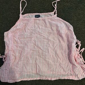 GAP Pink white Striped Women's bow babydoll Top